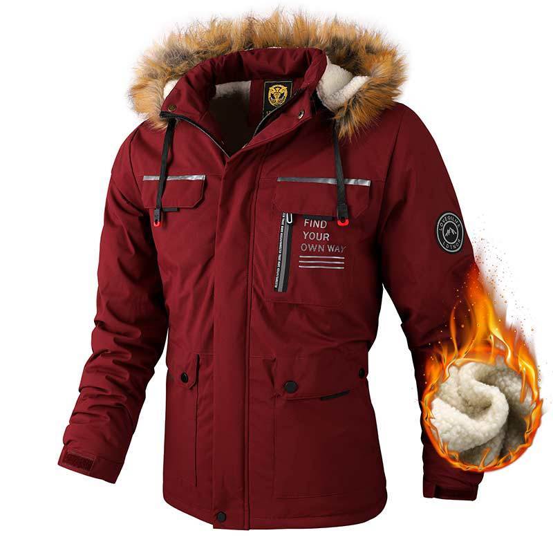 Men’s Hooded Parka Jacket – Windproof Winter Outdoor Coat