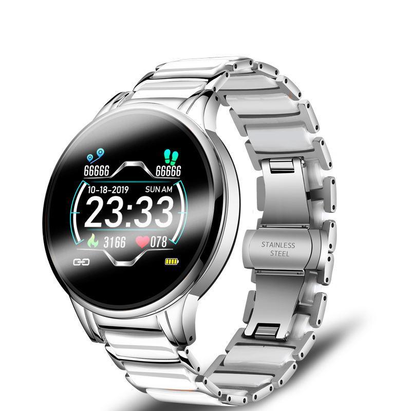 Ceramic Smart Fitness Watch for Women – Heart Rate & Blood Pressure Monitor