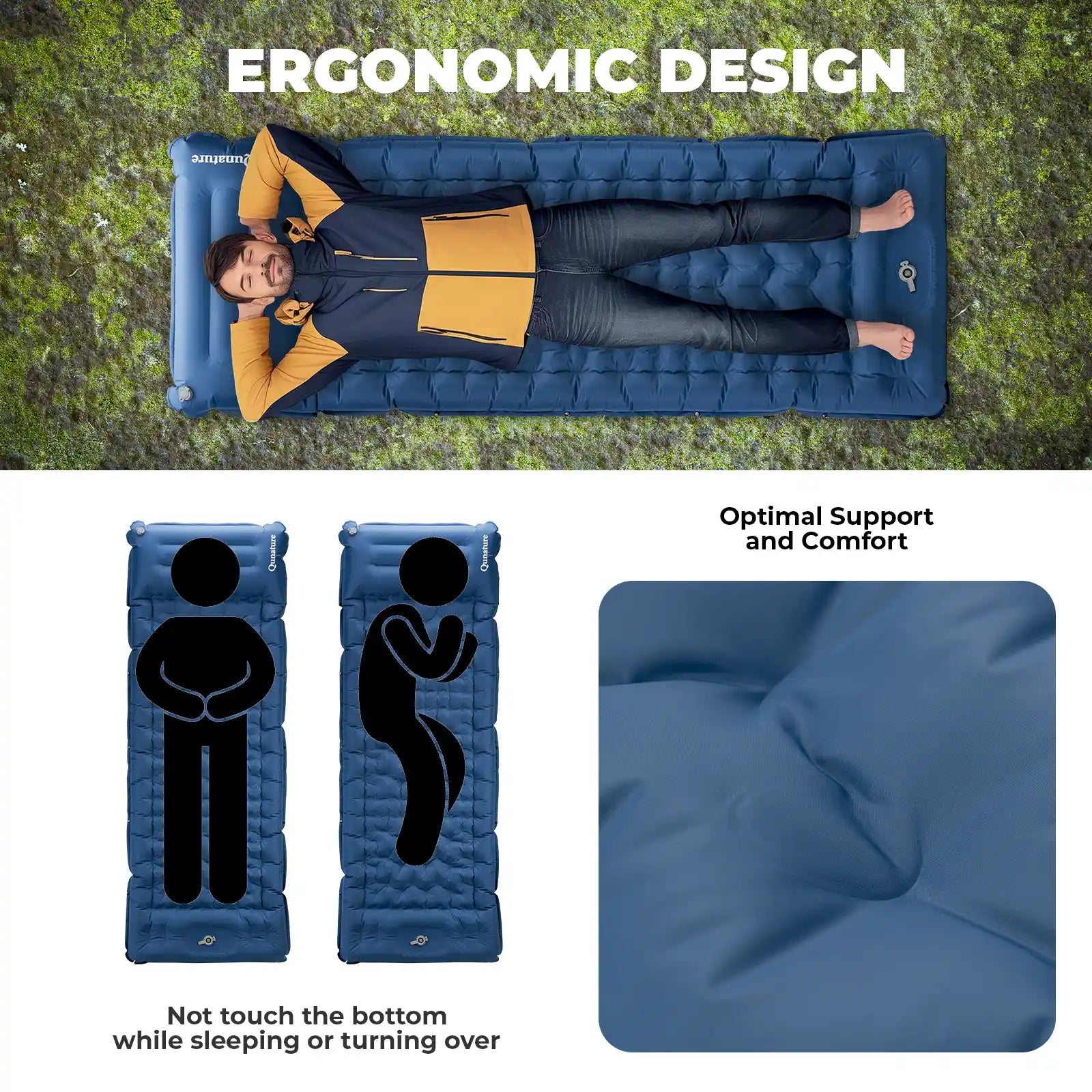 Ultralight Inflatable Sleeping Pad – Built-In Pillow Camping Mat