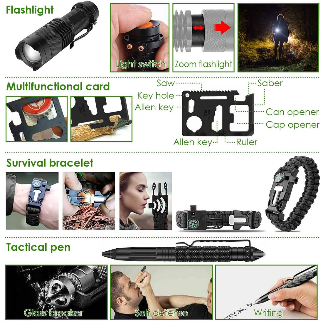 47-Piece Emergency Survival Kit – EDC Gear with Pouch