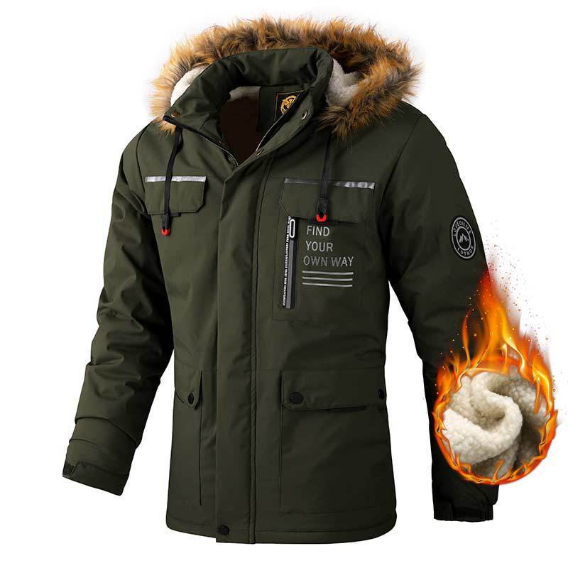 Men’s Hooded Parka Jacket – Windproof Winter Outdoor Coat
