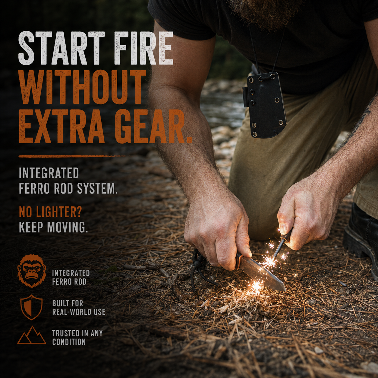 THE REDLINE Compact Survival Knife & Fire Starter Kit