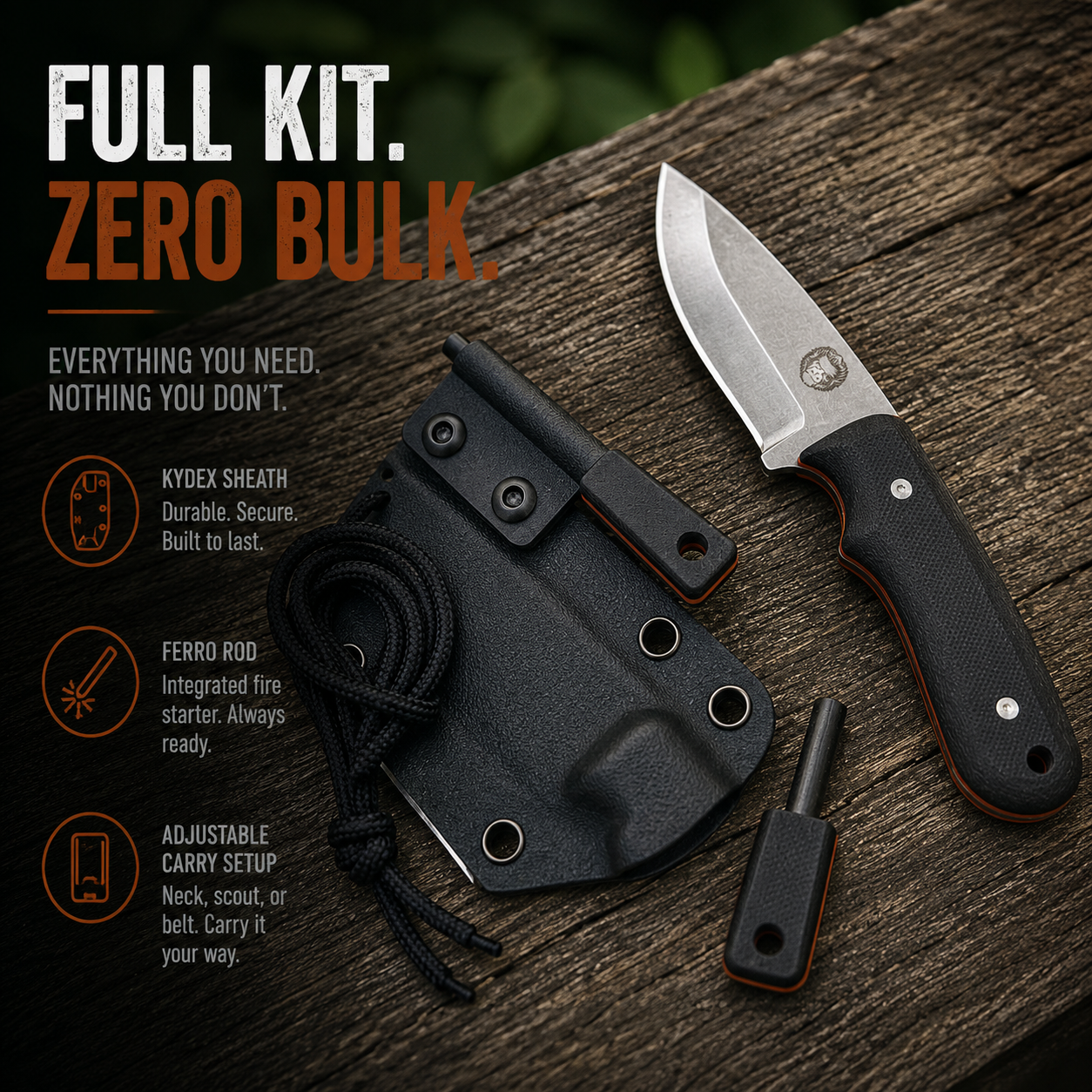 THE REDLINE Compact Survival Knife & Fire Starter Kit