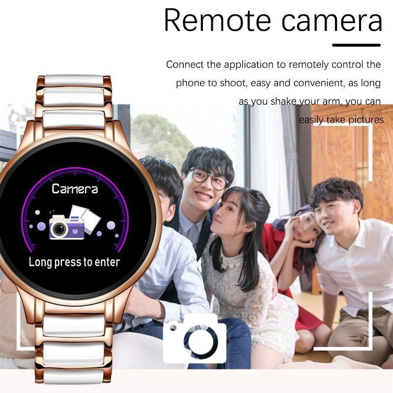 Ceramic Smart Fitness Watch for Women – Heart Rate & Blood Pressure Monitor