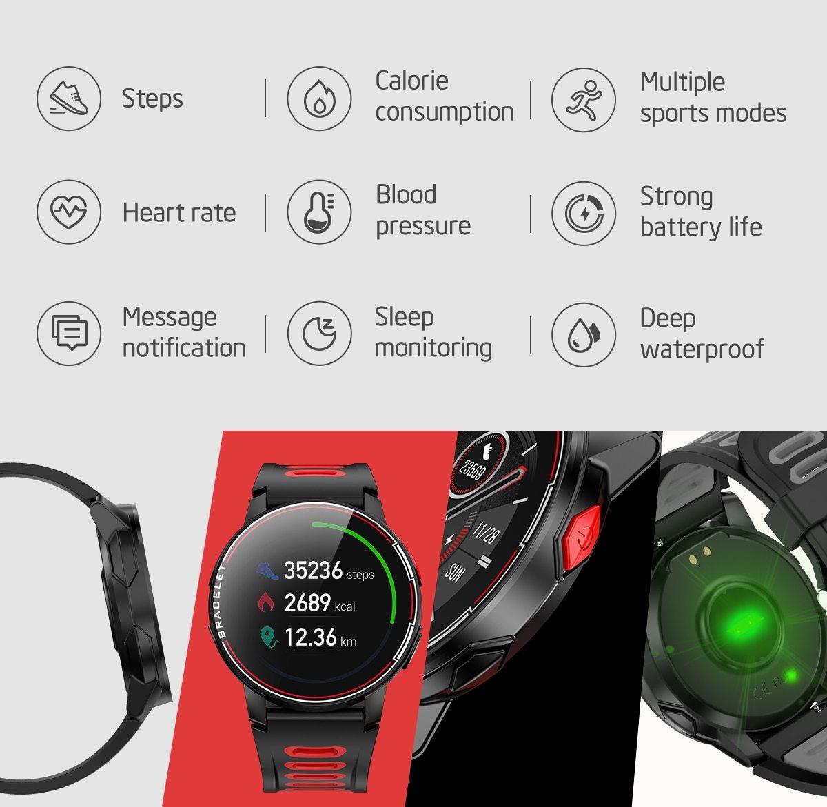 Professional Smart Watch – IP68 Waterproof Fitness Tracker (Android & iOS)