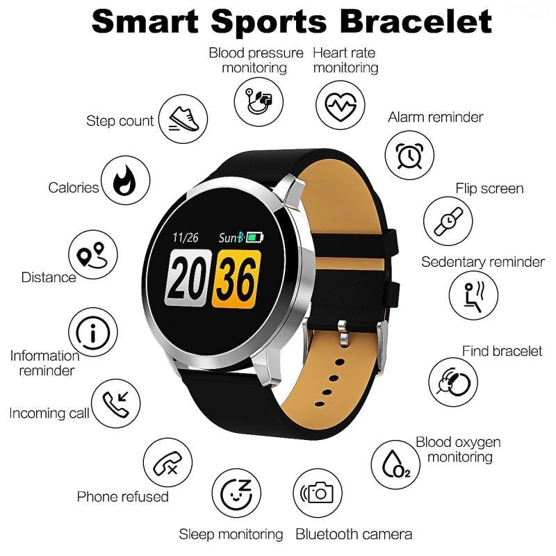 Q8 LED Bluetooth Smart Watch – Stainless Steel Waterproof Fitness Tracker (Unisex)