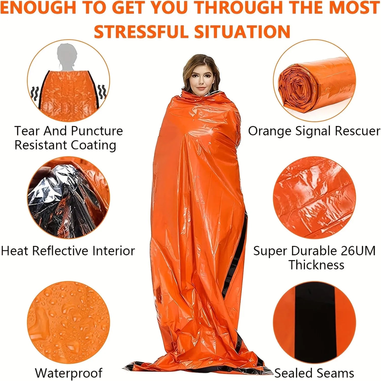 Waterproof Emergency Survival Sleeping Bag – Thermal Mylar Camping Gear