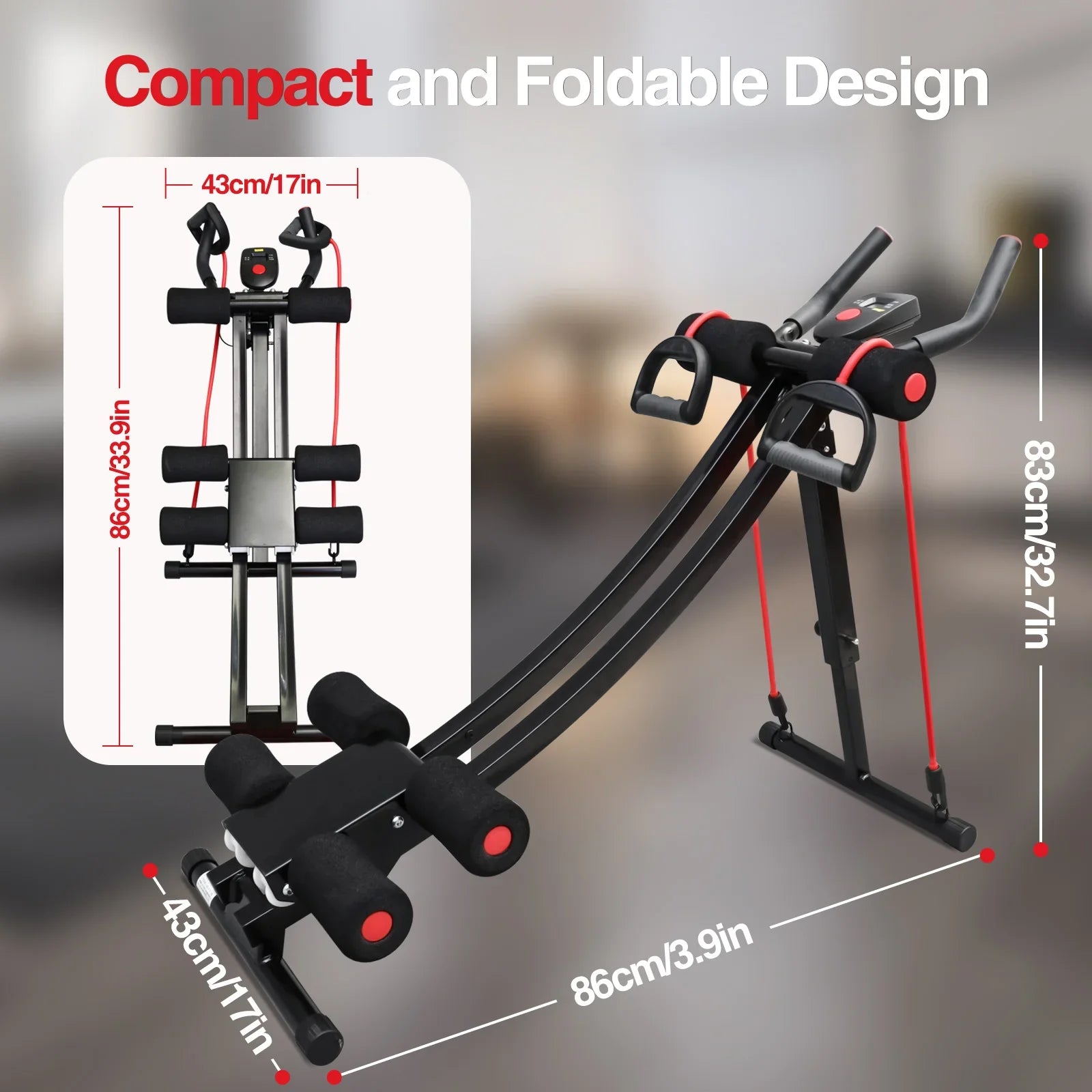 Foldable Ab Machine – Home Core Trainer with LCD (440lbs Max)