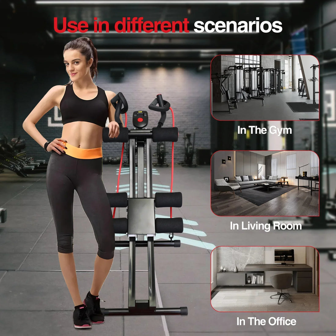 Foldable Ab Machine – Home Core Trainer with LCD (440lbs Max)