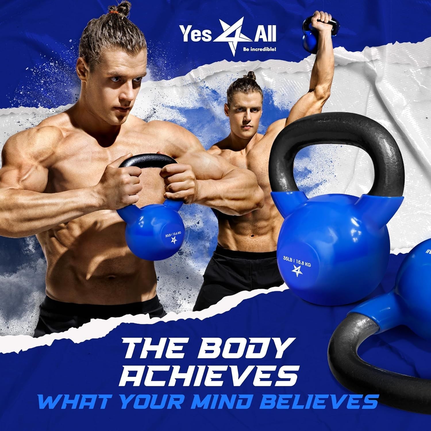 Vinyl Coated Cast Iron Kettlebell – 5–100 lb Strength Training Equipment
