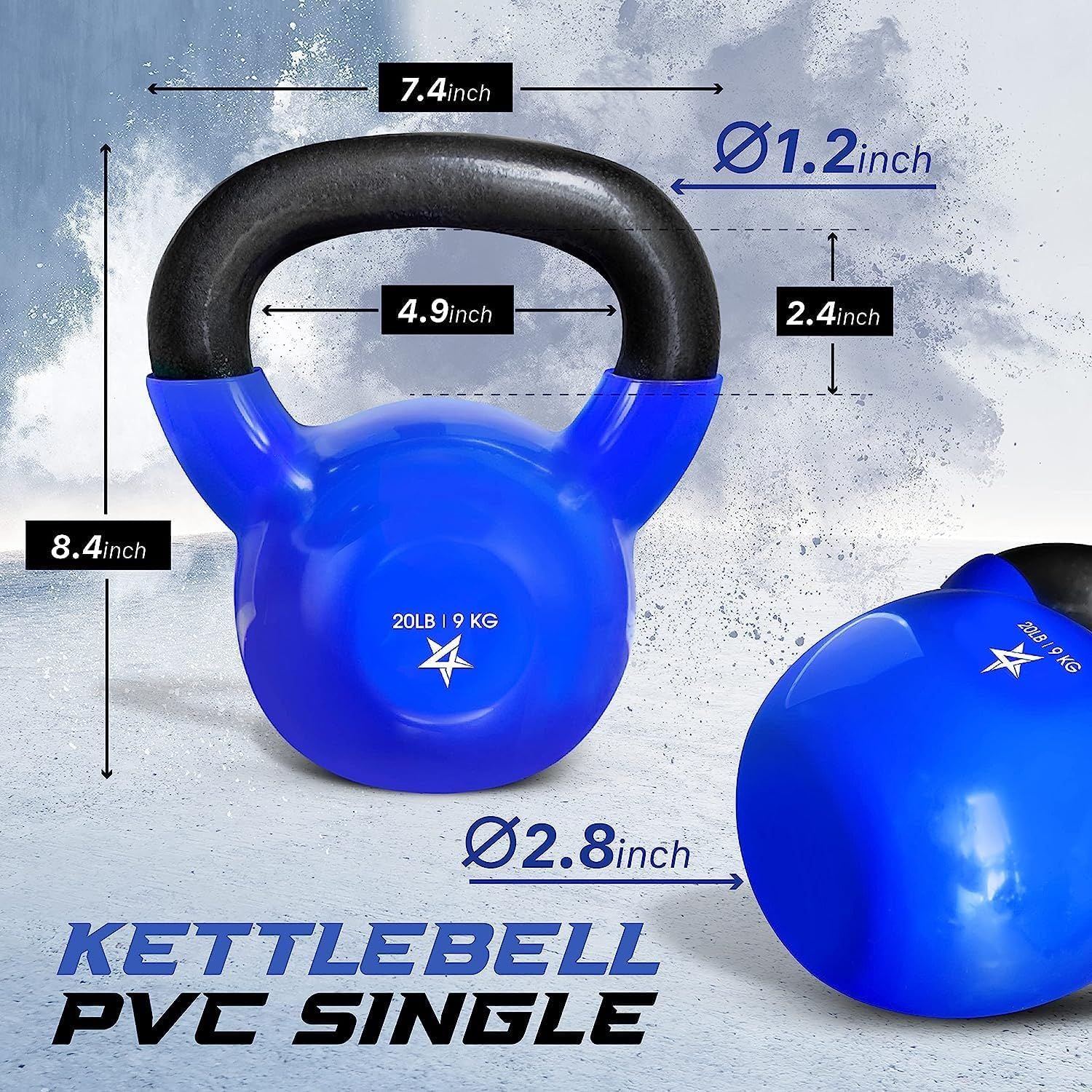 Vinyl Coated Cast Iron Kettlebell – 5–100 lb Strength Training Equipment