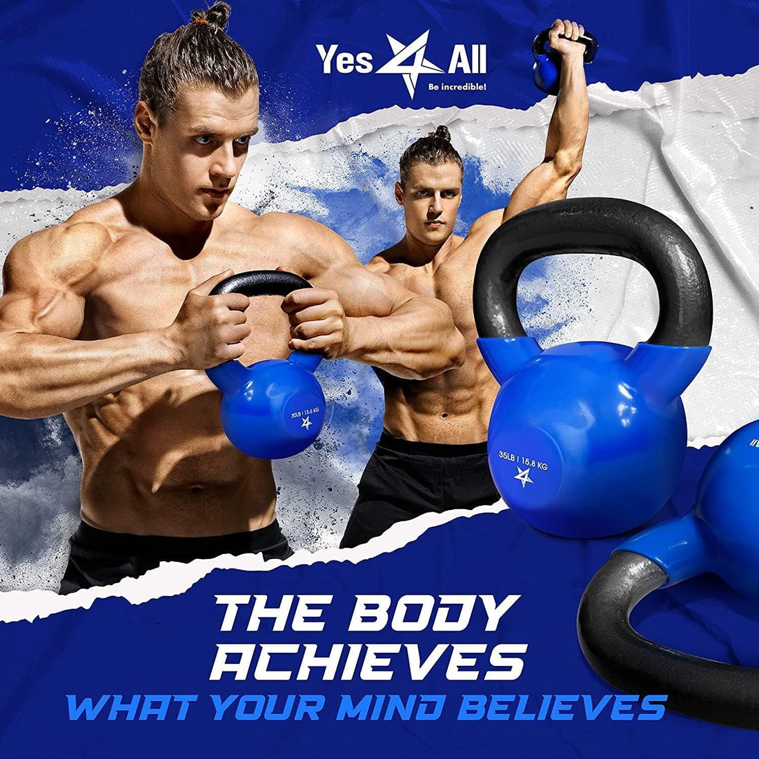 Vinyl Coated Cast Iron Kettlebell – 5–100 lb Strength Training Equipment