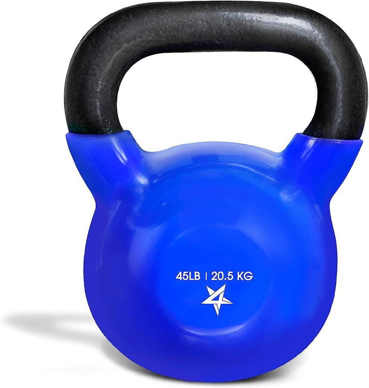 Vinyl Coated Cast Iron Kettlebell – 5–100 lb Strength Training Equipment