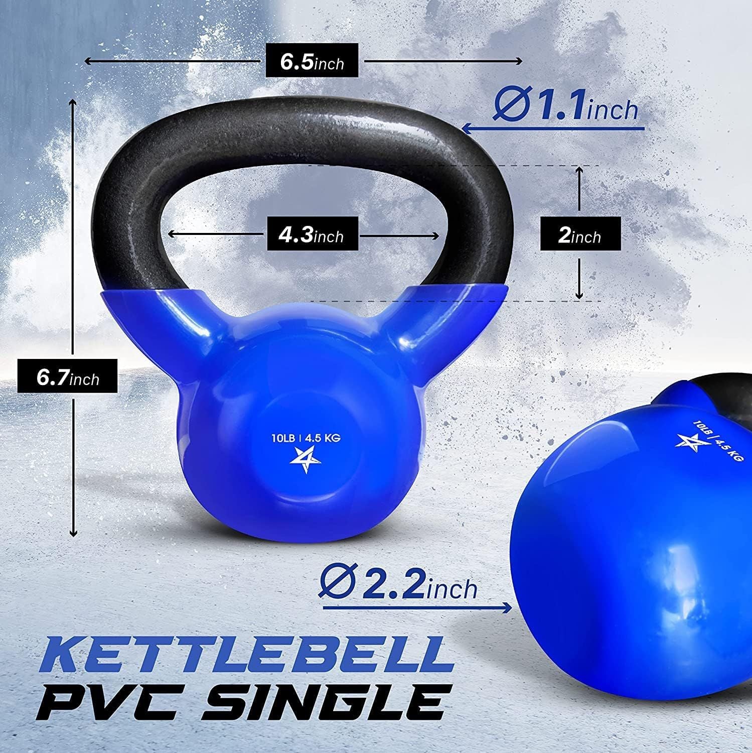 Vinyl Coated Cast Iron Kettlebell – 5–100 lb Strength Training Equipment