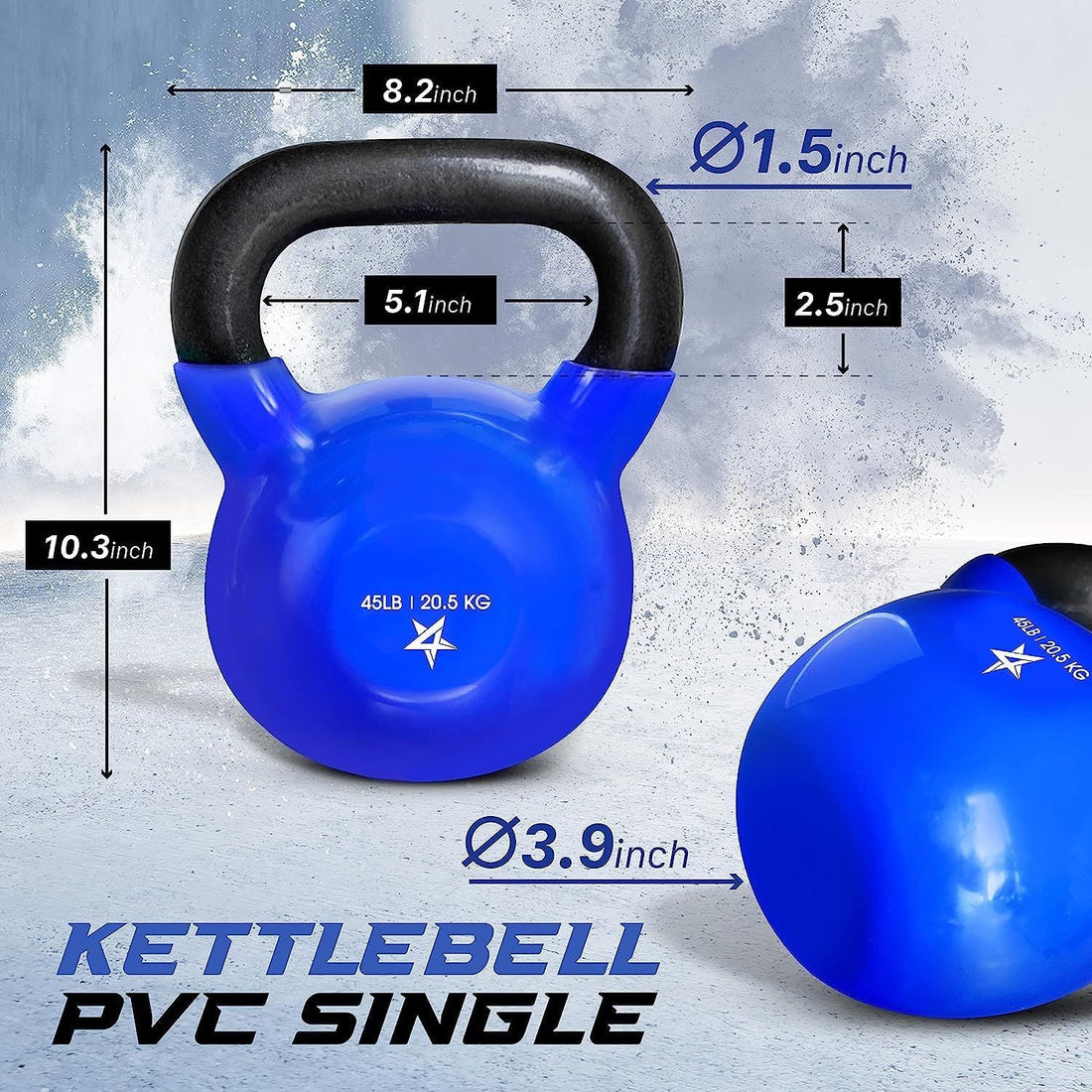 Vinyl Coated Cast Iron Kettlebell – 5–100 lb Strength Training Equipment