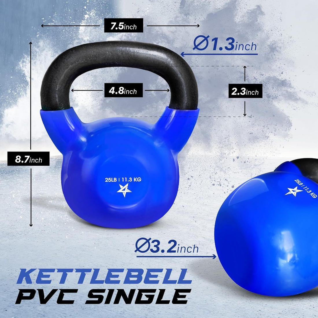 Vinyl Coated Cast Iron Kettlebell – 5–100 lb Strength Training Equipment