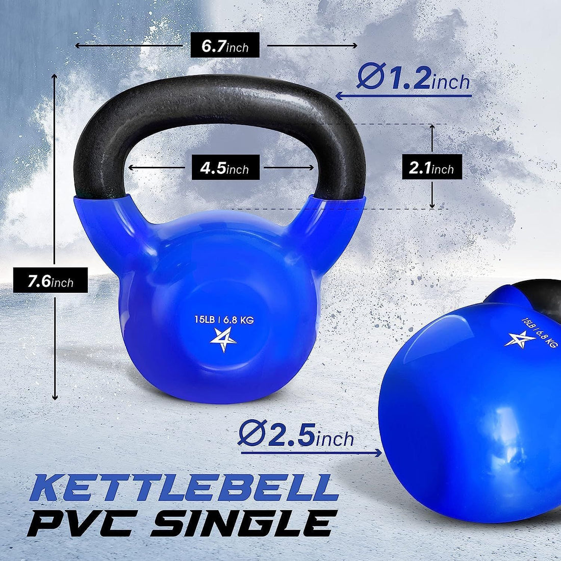 Vinyl Coated Cast Iron Kettlebell – 5–100 lb Strength Training Equipment