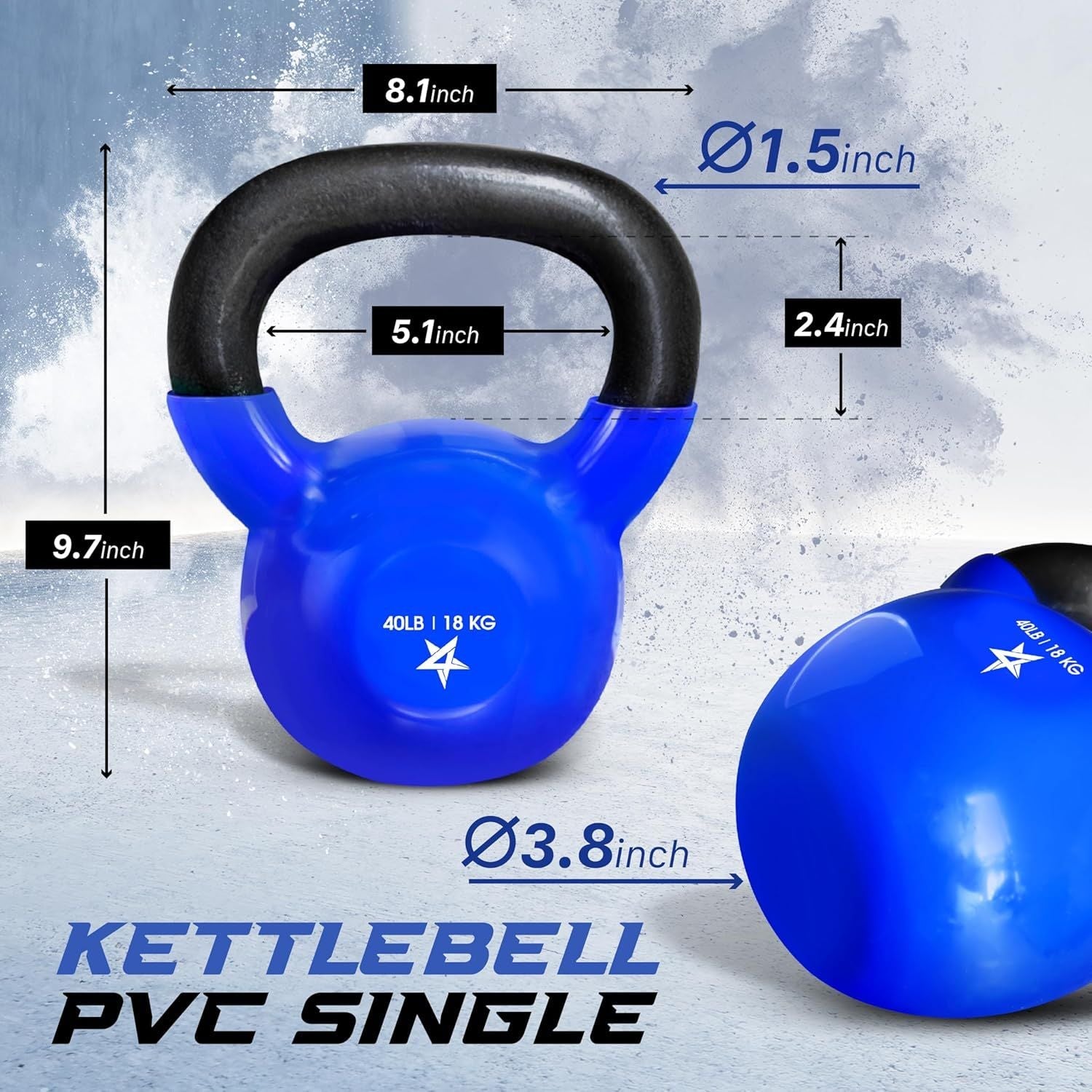 Vinyl Coated Cast Iron Kettlebell – 5–100 lb Strength Training Equipment