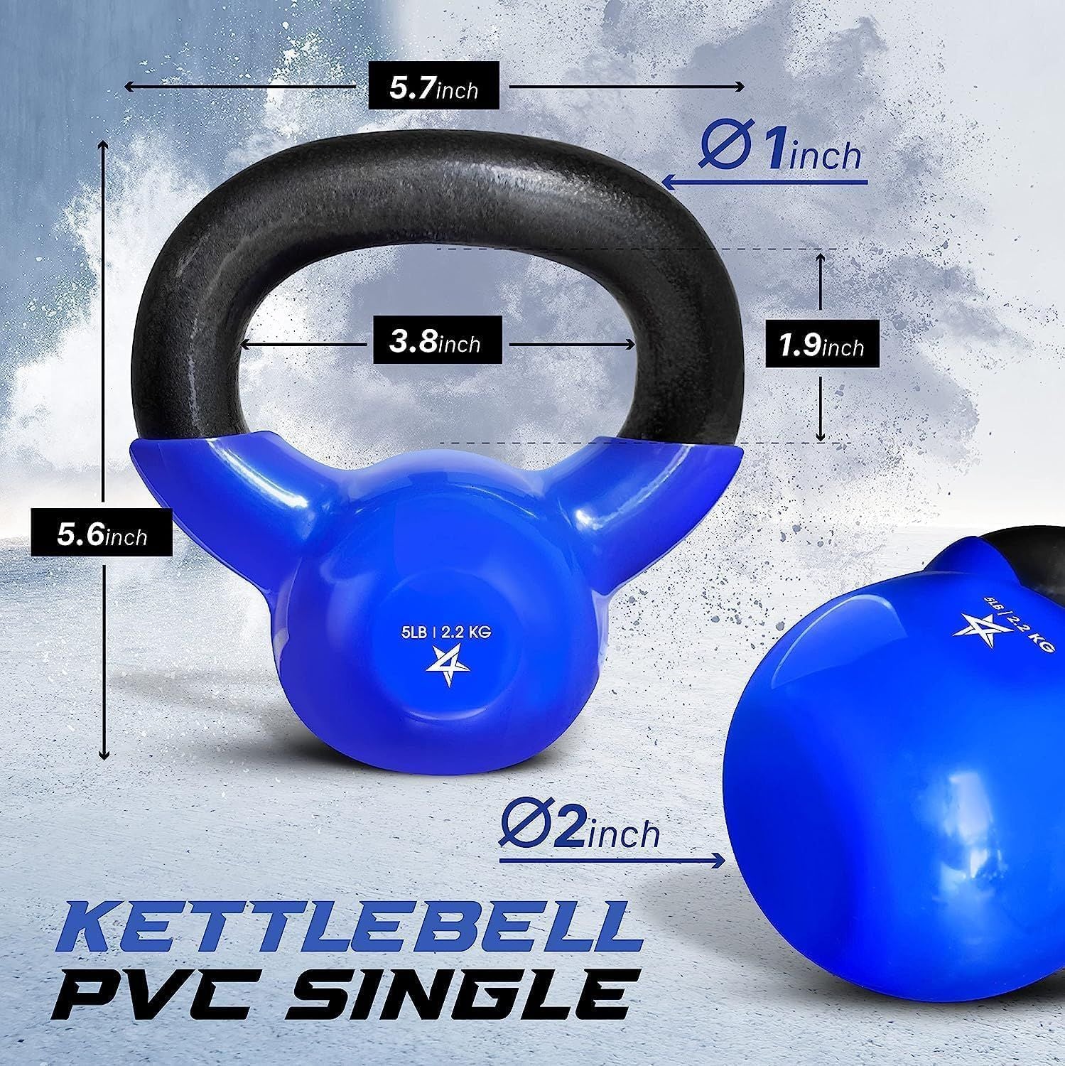 Vinyl Coated Cast Iron Kettlebell – 5–100 lb Strength Training Equipment