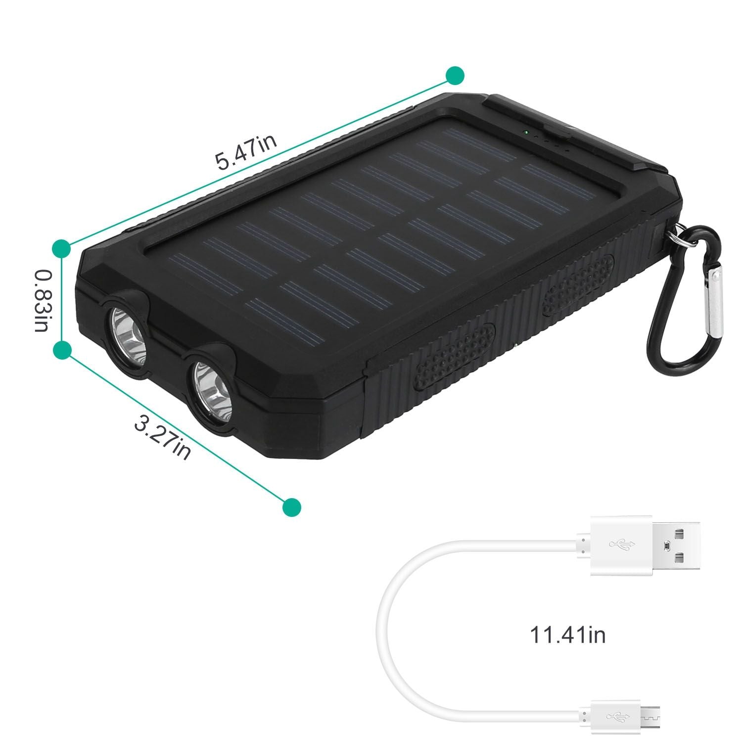 10000mAh Solar Power Bank – Dual USB Outdoor Charger with LED & Compass