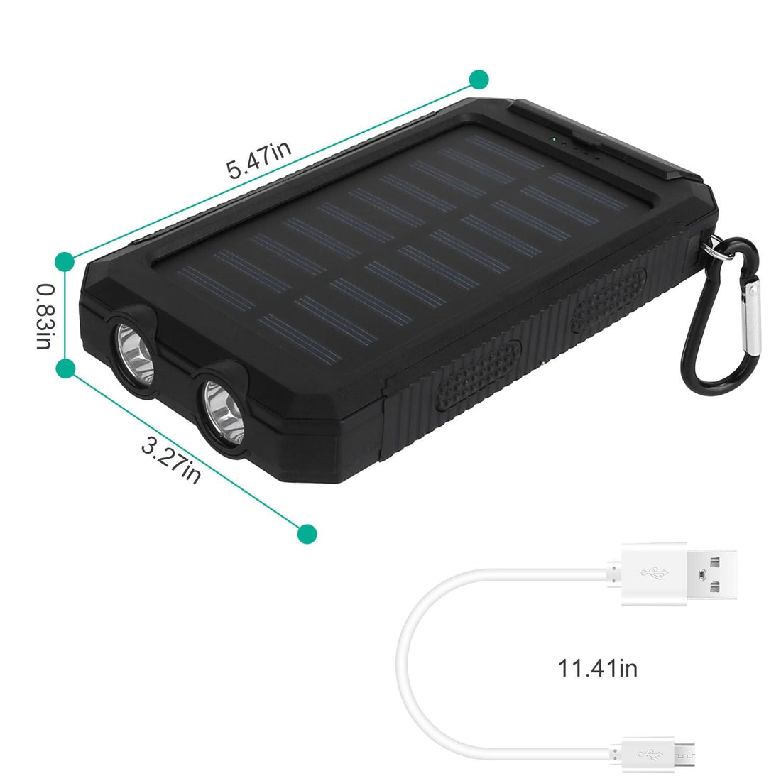 10000mAh Solar Power Bank – Dual USB Outdoor Charger with LED & Compass