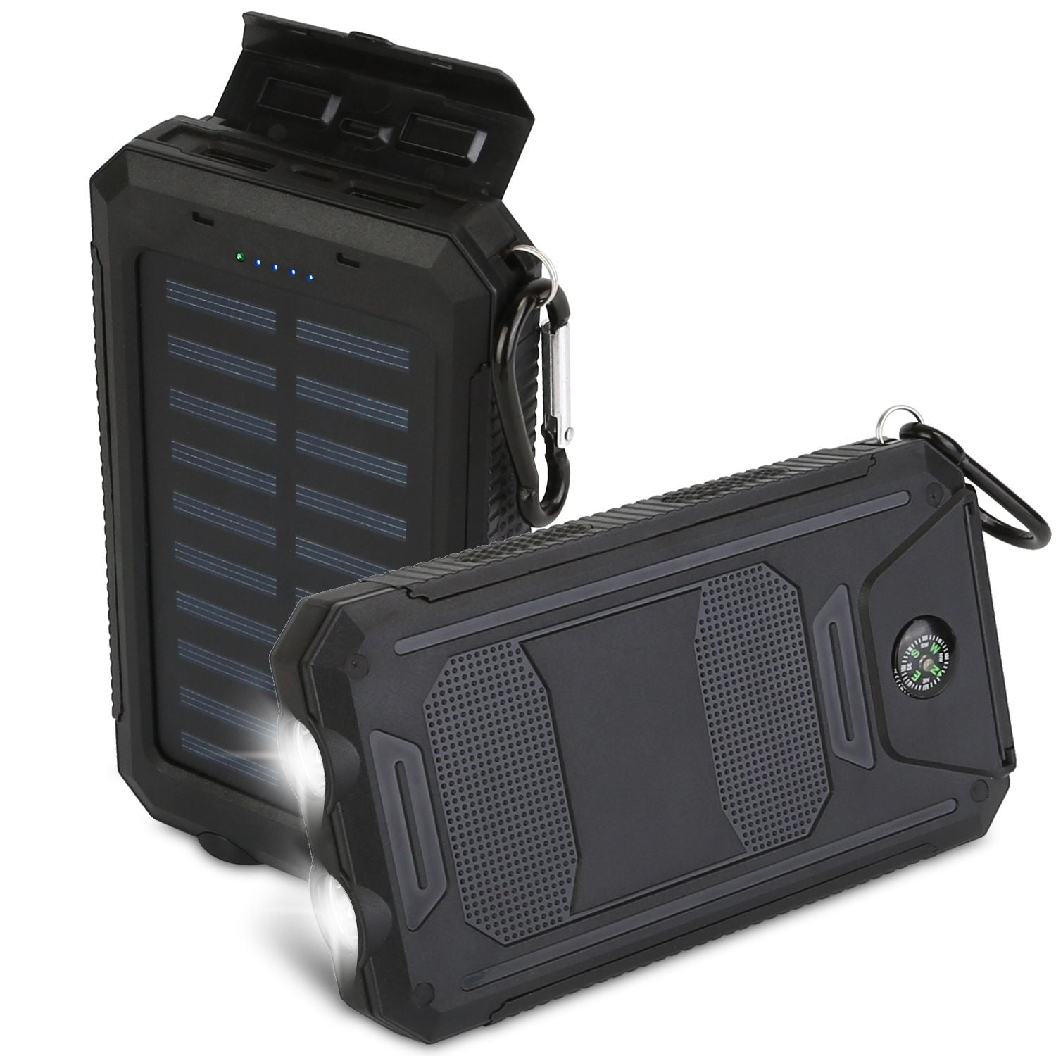 10000mAh Solar Power Bank – Dual USB Outdoor Charger with LED & Compass