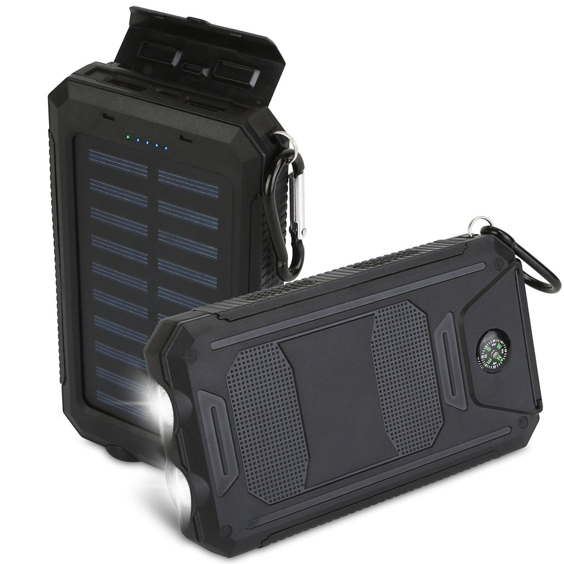 10000mAh Solar Power Bank – Dual USB Outdoor Charger with LED & Compass