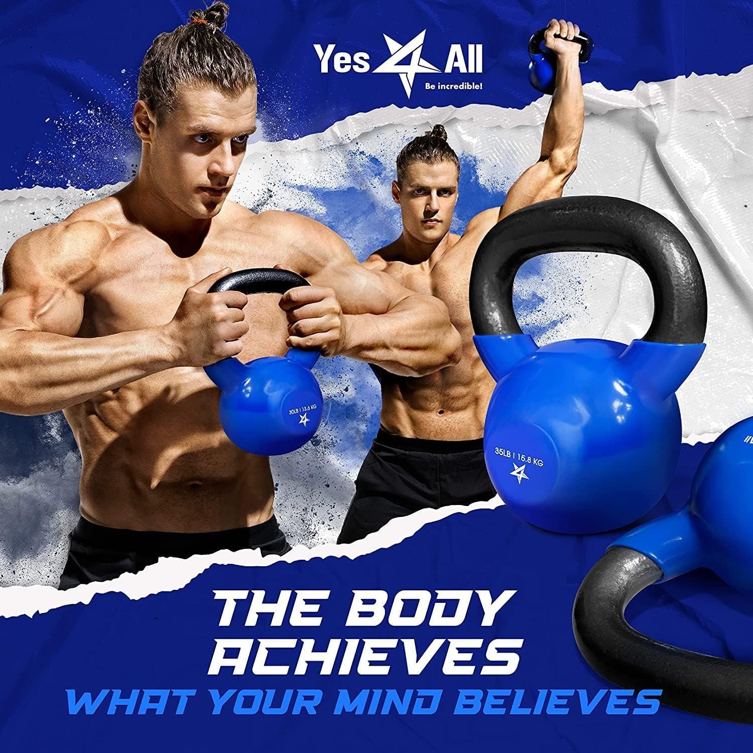 Vinyl Coated Cast Iron Kettlebell – 5–100 lb Strength Training Equipment