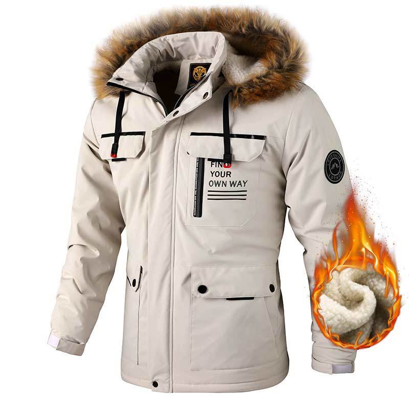 Men’s Hooded Parka Jacket – Windproof Winter Outdoor Coat