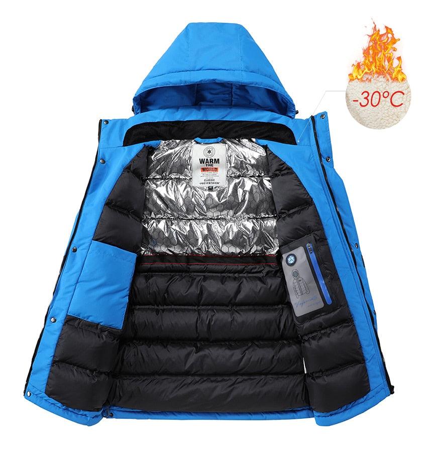 Men’s Winter Ski Jacket – Waterproof Hooded Fleece Outdoor Coat