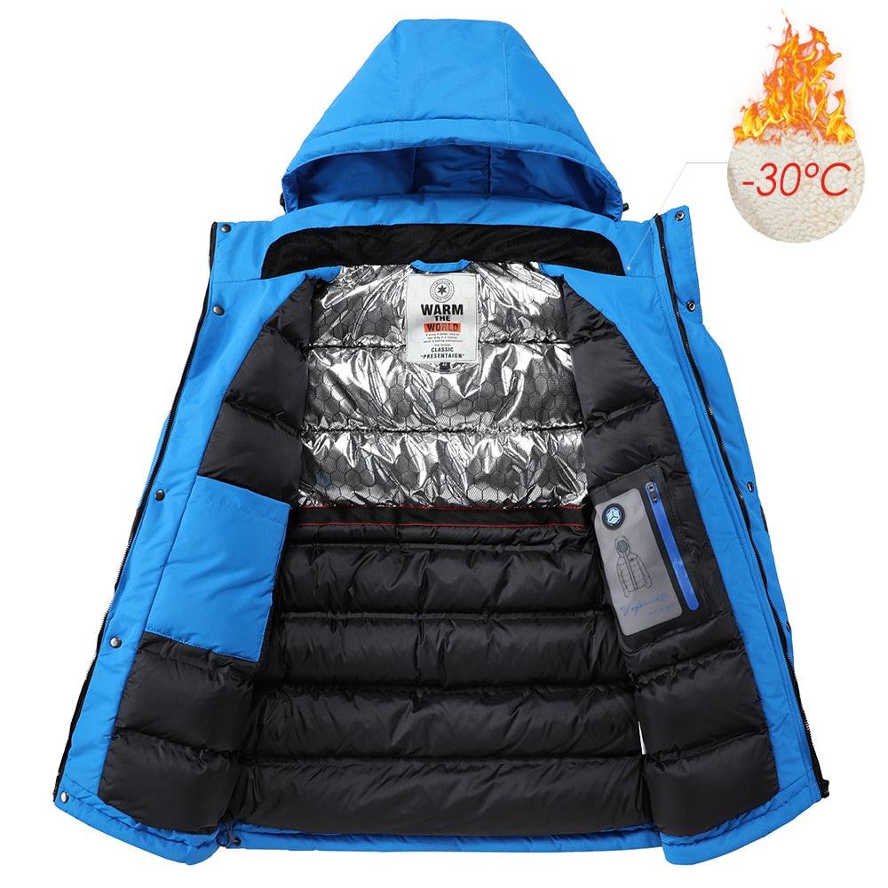 Men’s Winter Ski Jacket – Waterproof Hooded Fleece Outdoor Coat