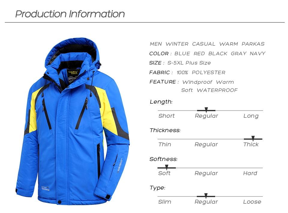 Men’s Winter Ski Jacket – Waterproof Hooded Fleece Outdoor Coat
