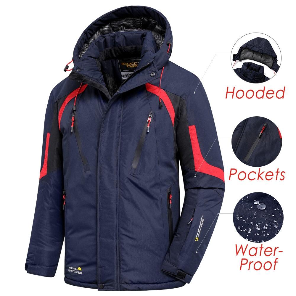 Men’s Winter Ski Jacket – Waterproof Hooded Fleece Outdoor Coat