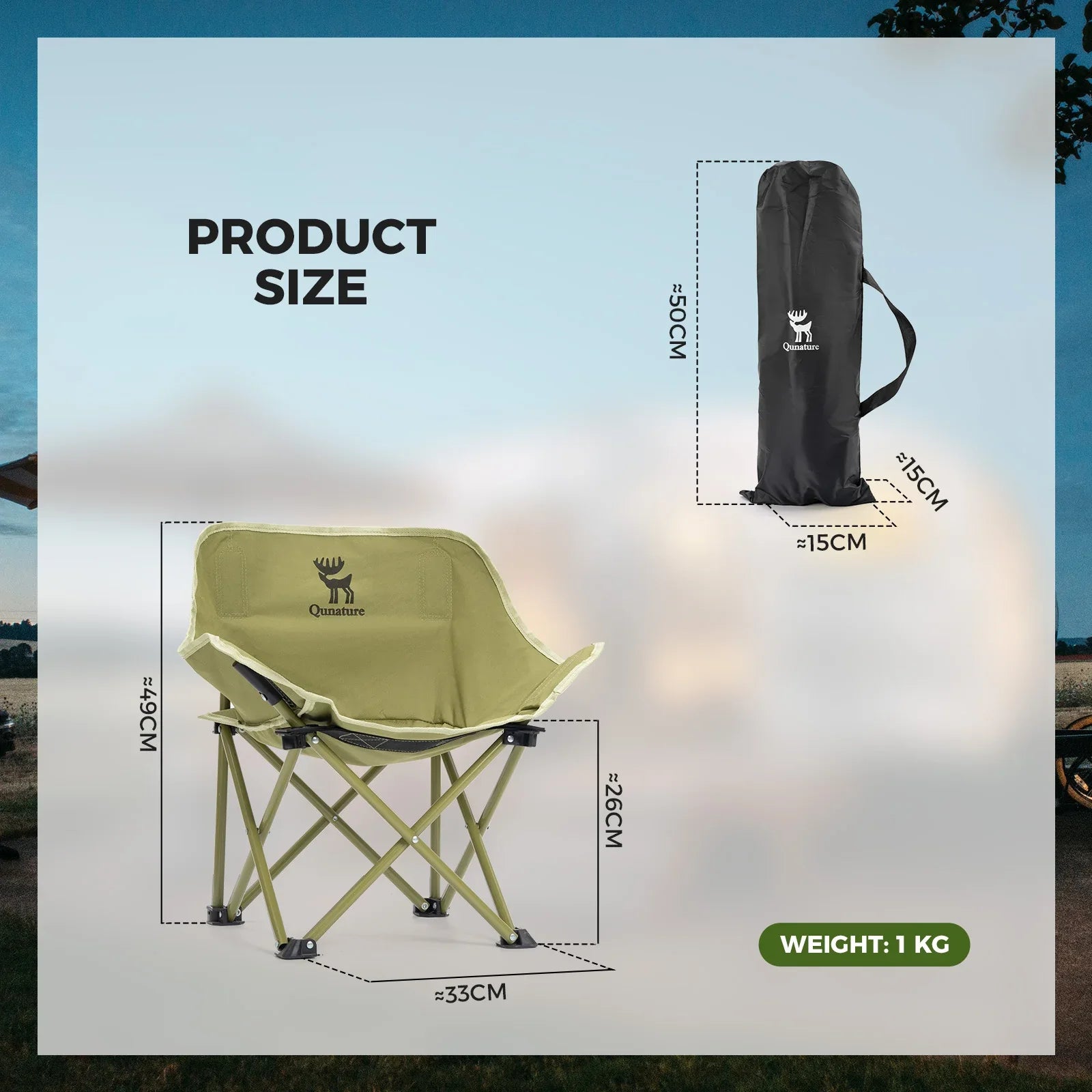 Folding Carbon Steel Camping Chair – Adult & Kids Portable Seat