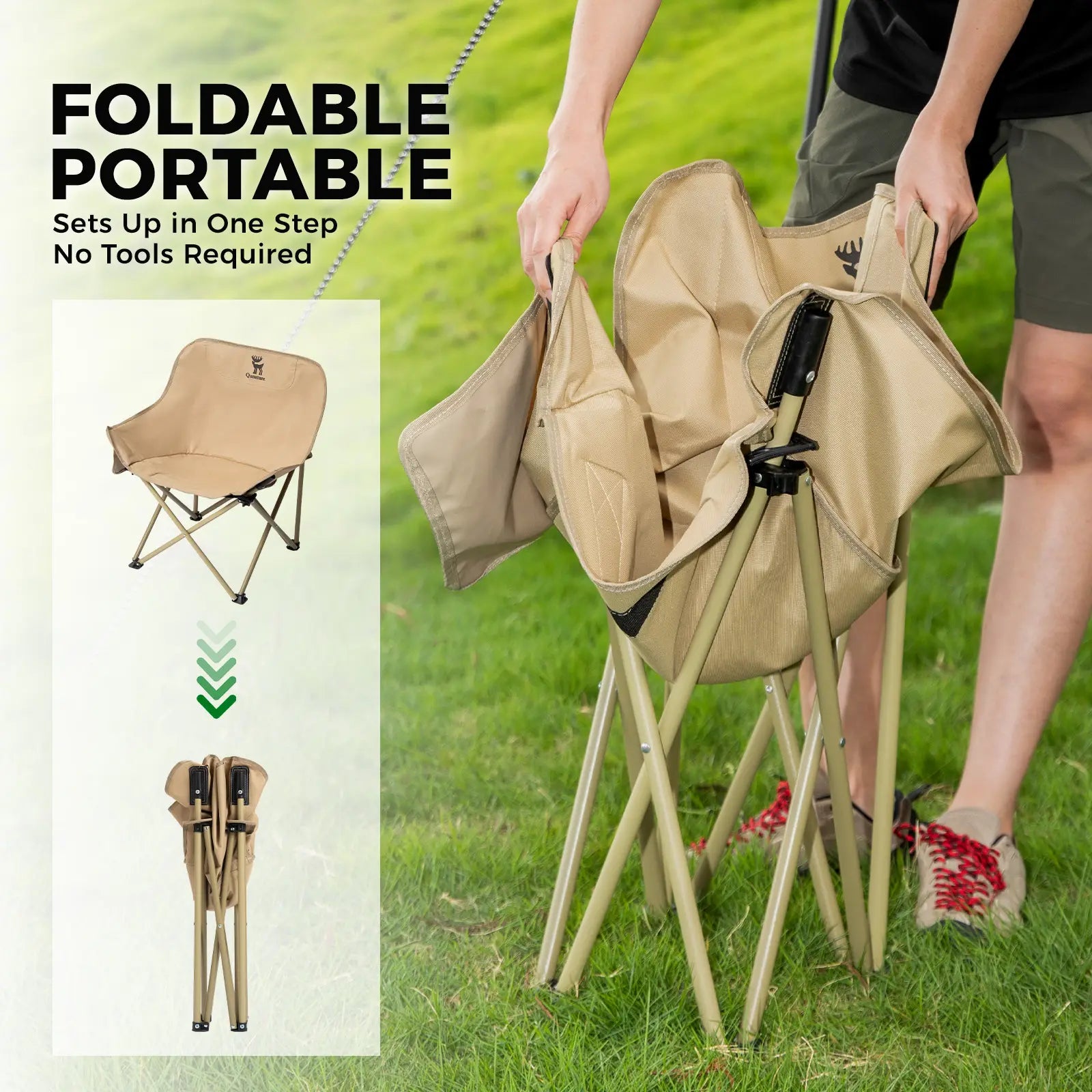 Folding Carbon Steel Camping Chair – Adult & Kids Portable Seat