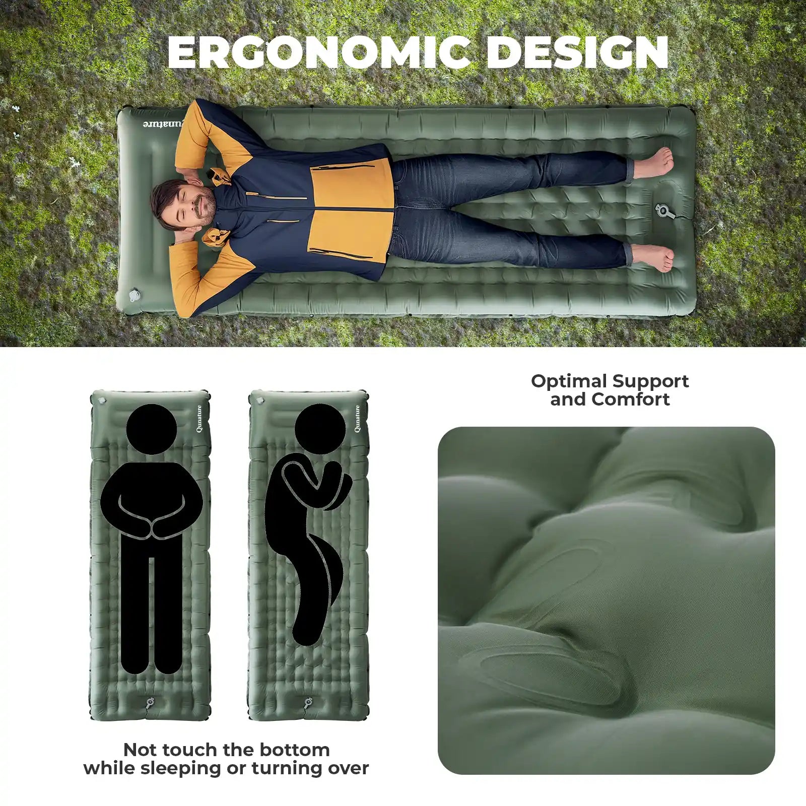 Ultralight Inflatable Sleeping Pad – Built-In Pillow Camping Mat