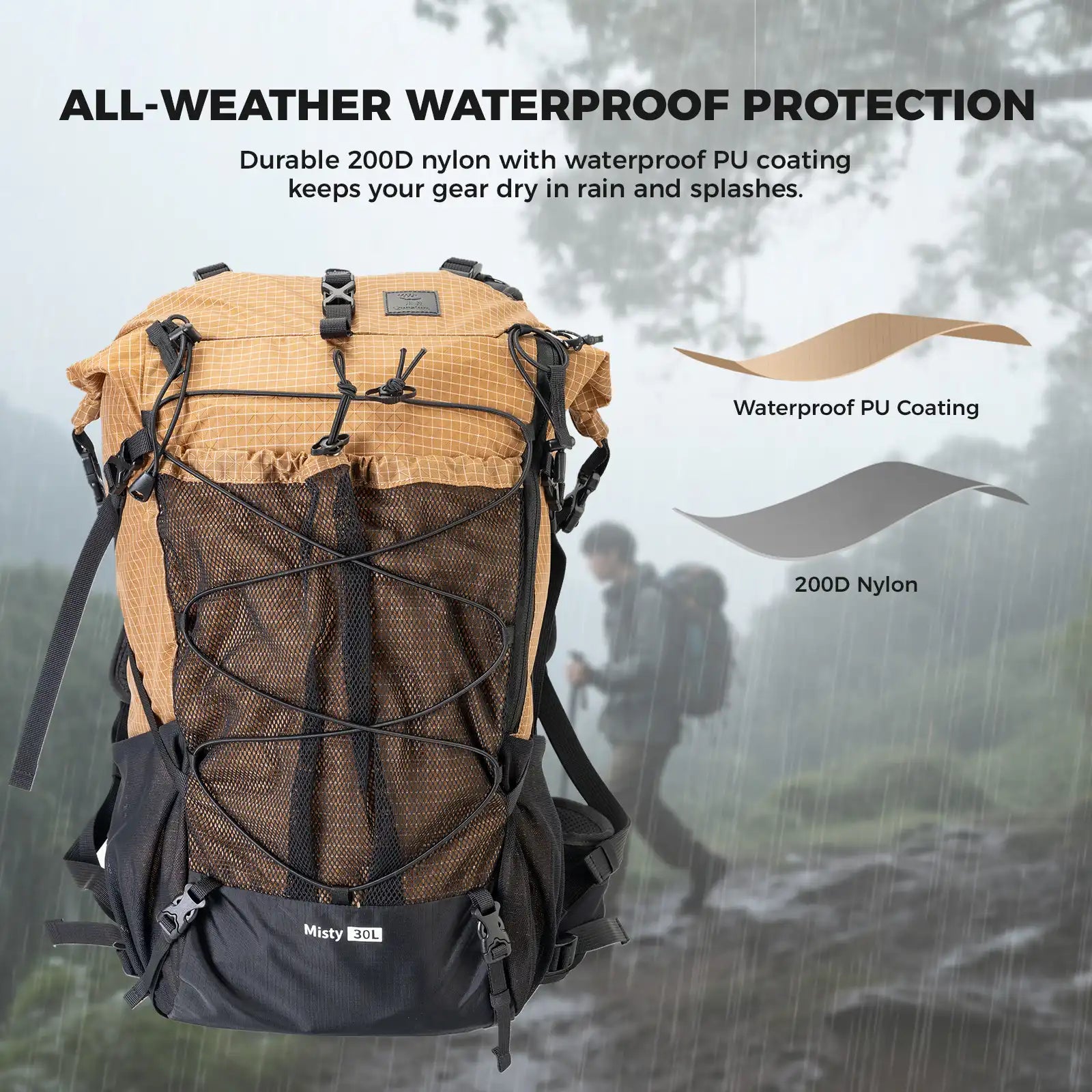 30–35L Waterproof Hiking Backpack – Lightweight Outdoor Daypack