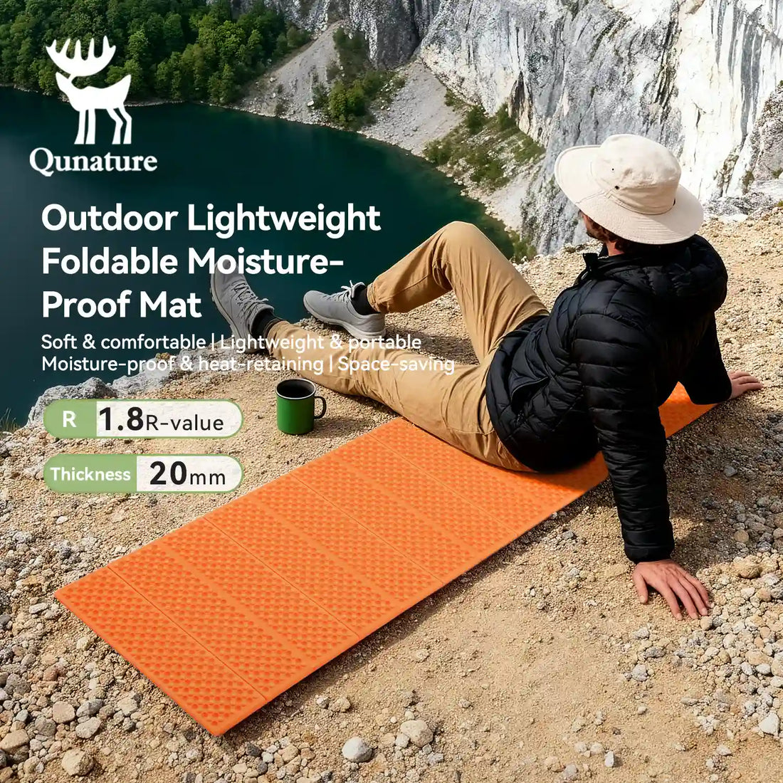 Ultralight Folding Sleeping Pad – Waterproof Camping Mat (R-Value 1.8)