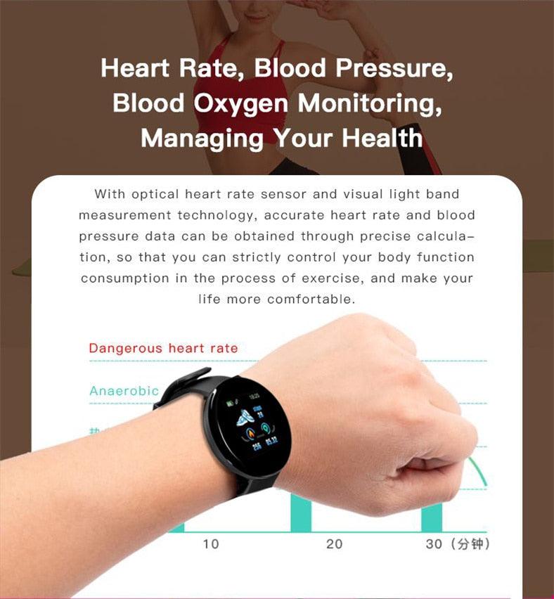 Smart Fitness Tracker Watch – Heart Rate Monitor Waterproof Touch Screen (Unisex)
