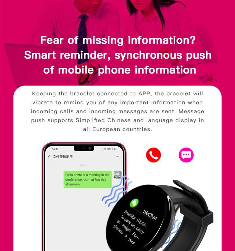Smart Fitness Tracker Watch – Heart Rate Monitor Waterproof Touch Screen (Unisex)