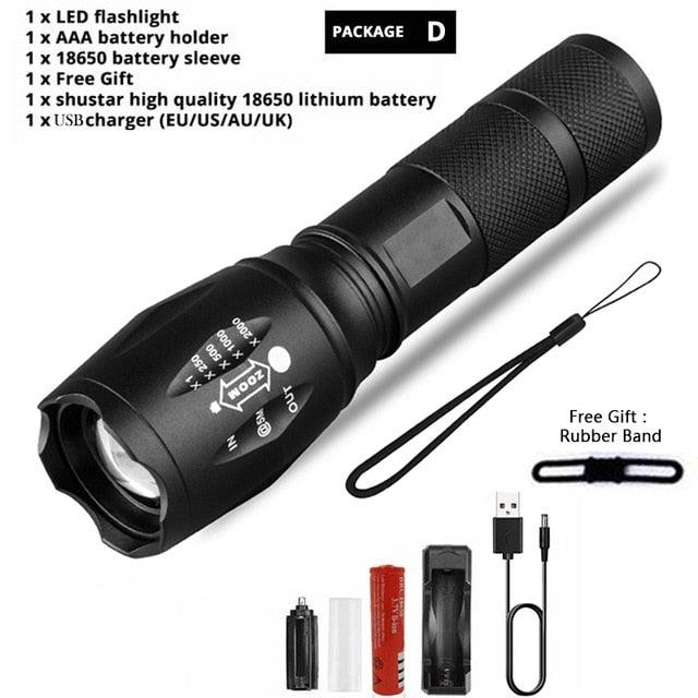 Z45 LED Flashlight – Ultra Bright Zoomable Waterproof Torch (Rechargeable)